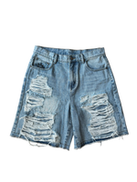 Distressed Drop Layer Denim