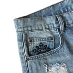 Distressed Drop Layer Denim